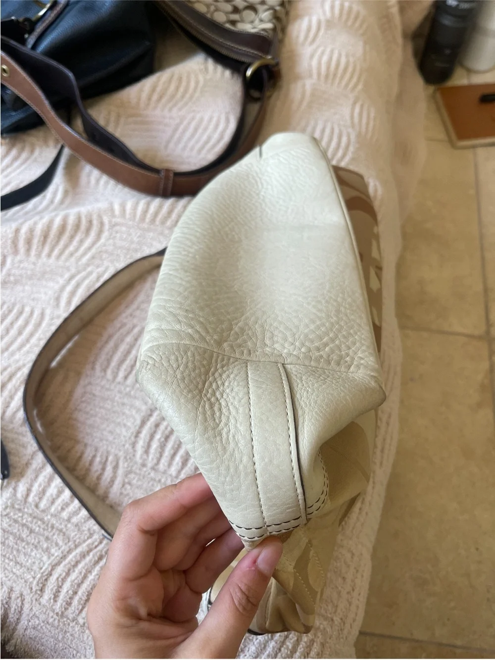 Coach Beige/Tan Signature Shoulder Bag